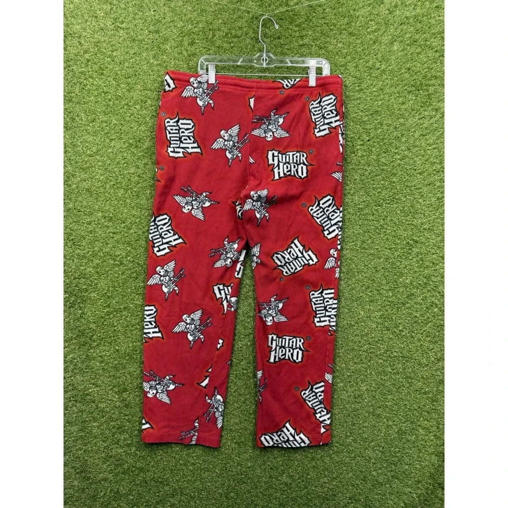 Guitar Hero Pajama Pants Mens Medium Red Fleece 2008 Activision Gaming Lounge